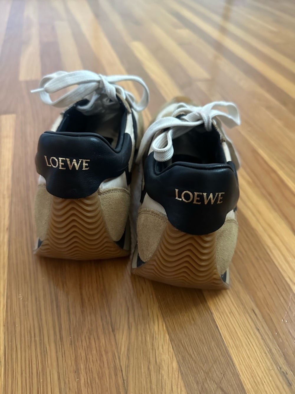 Loewe Beige Tan Black Leather-Trim Sneakers - Picture 9 of 11